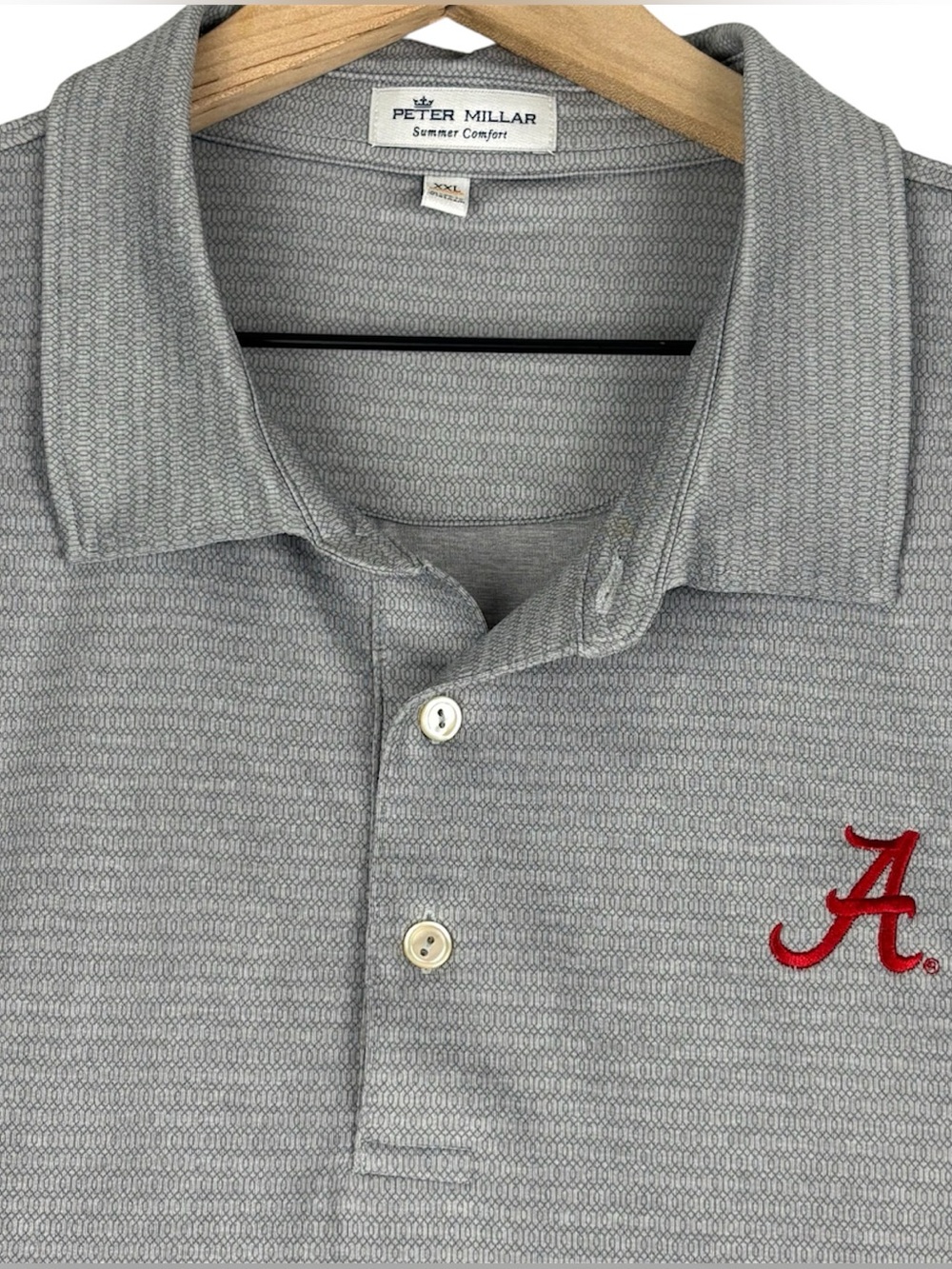 Peter Millar Shirt Mens XXL 2XL Gray Alabama Crimson Tide Summer Comfort